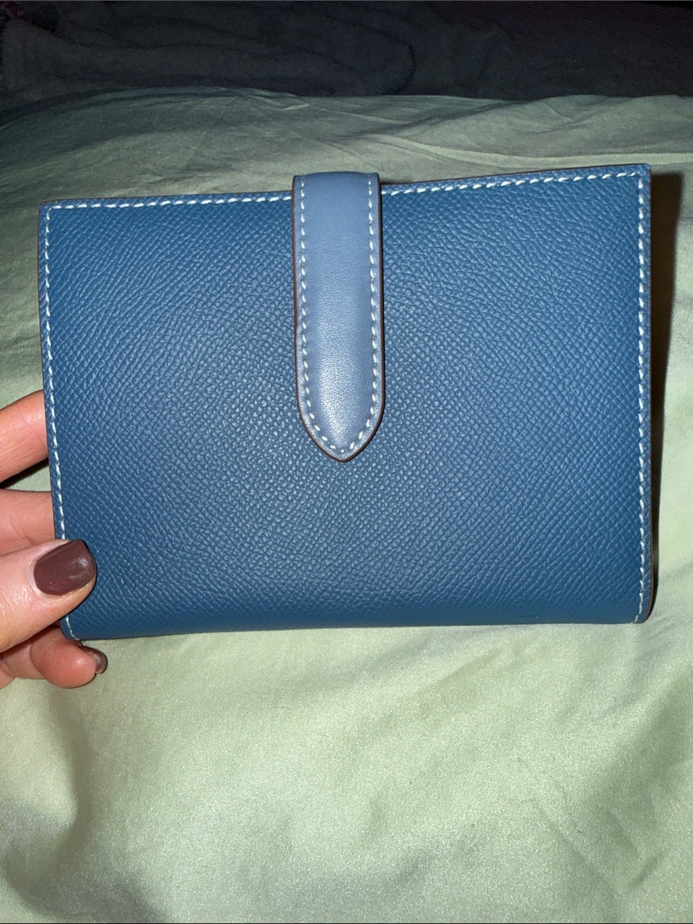 Source Unknown Blue Snap Wallet with Contrast Stitching